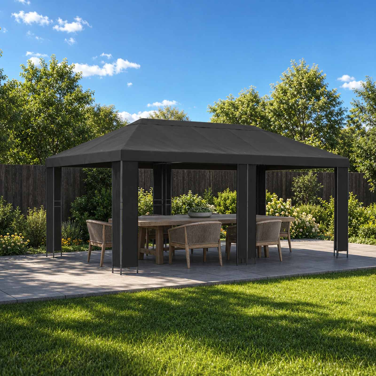 vidaXL Garden Gazebo 6 x 3 m Anthracite Polyester and Steel 190 gsm - 62808