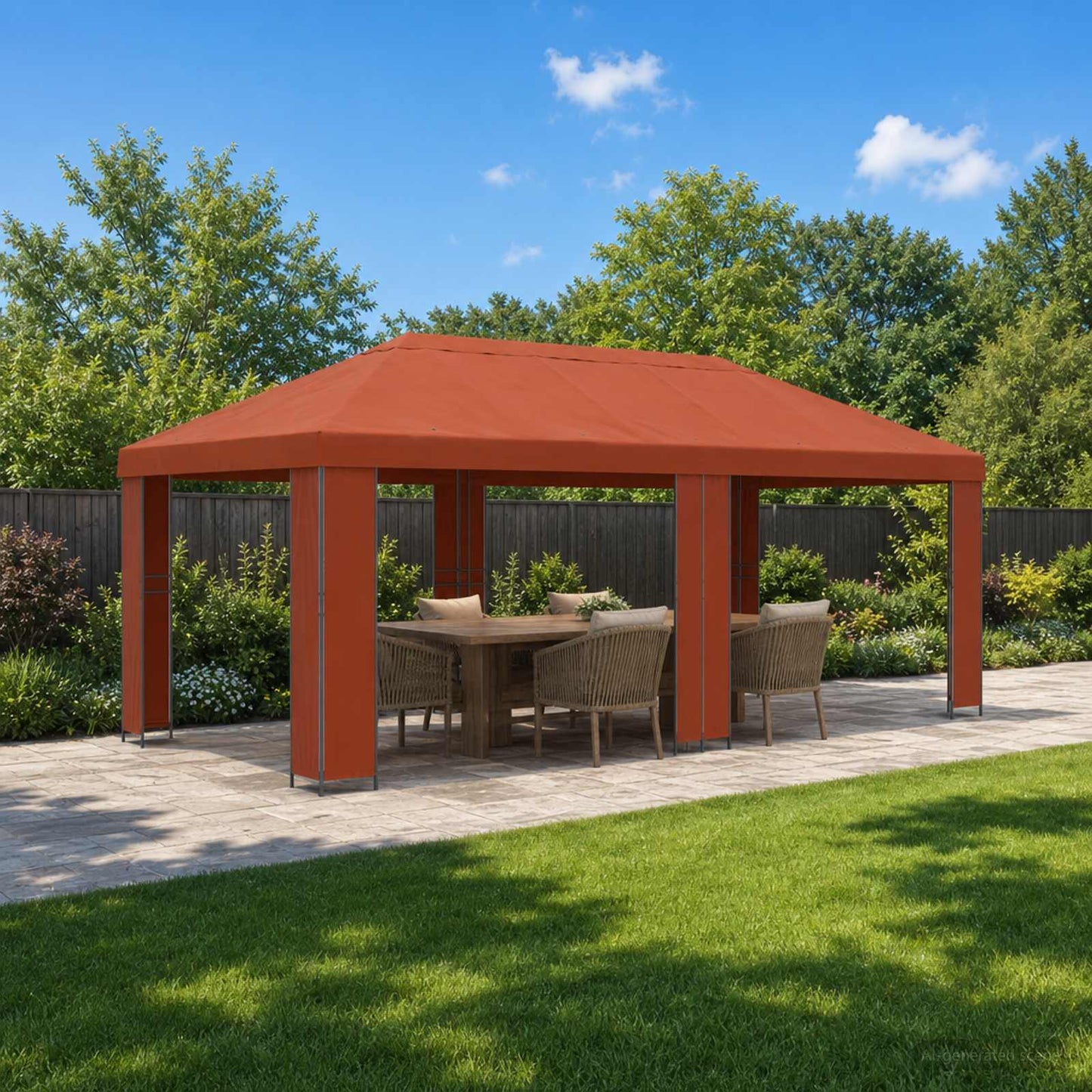 vidaXL Garden Gazebo 6 x 3 m Terracotta Polyester and Steel 190 gsm - 62815