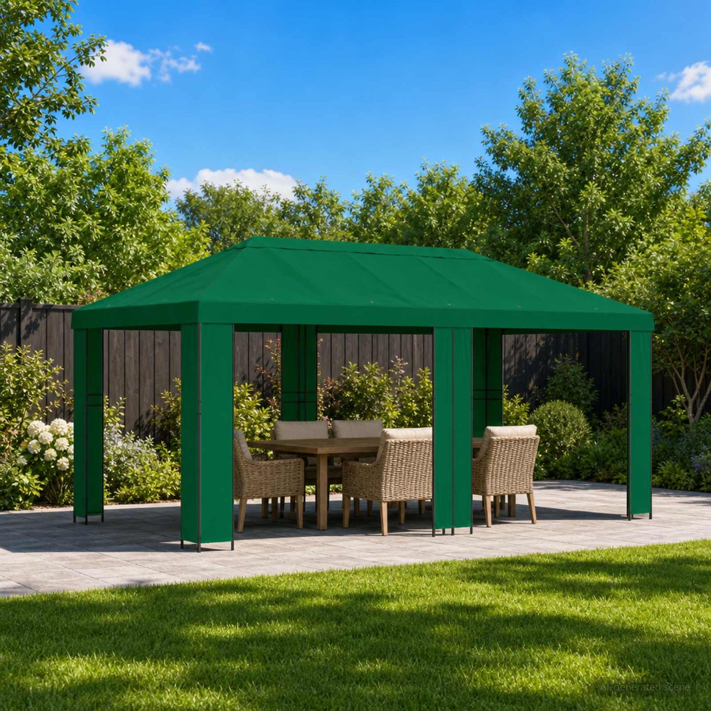 vidaXL Garden Gazebo 6 x 3 m Green Polyester and Steel 190 gsm - 62822