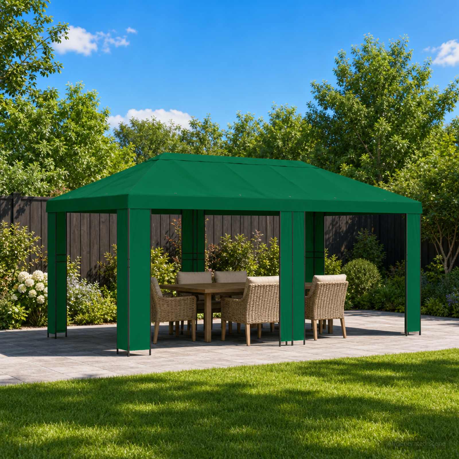 vidaXL Garden Gazebo 6 x 3 m Green Polyester and Steel 190 gsm - 62822