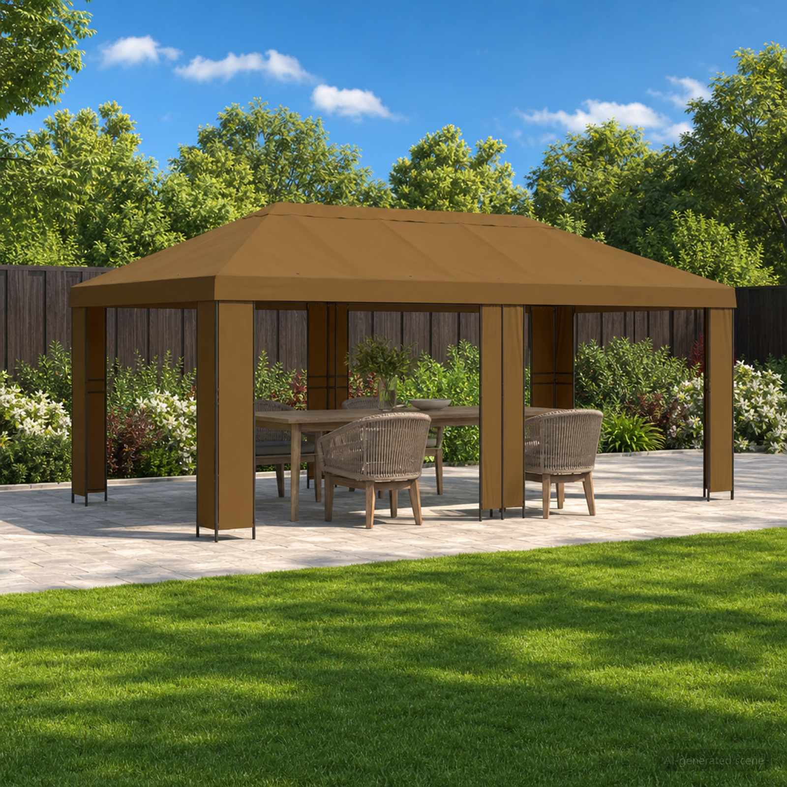 vidaXL Garden Gazebo 6 x 3 m Taupe Polyester and Steel 190 gsm - 62825