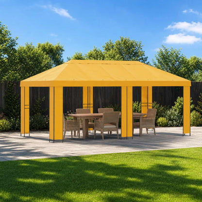 vidaXL Garden Gazebo 6 x 3 m Yellow Polyester and Steel 190 gsm - 62831