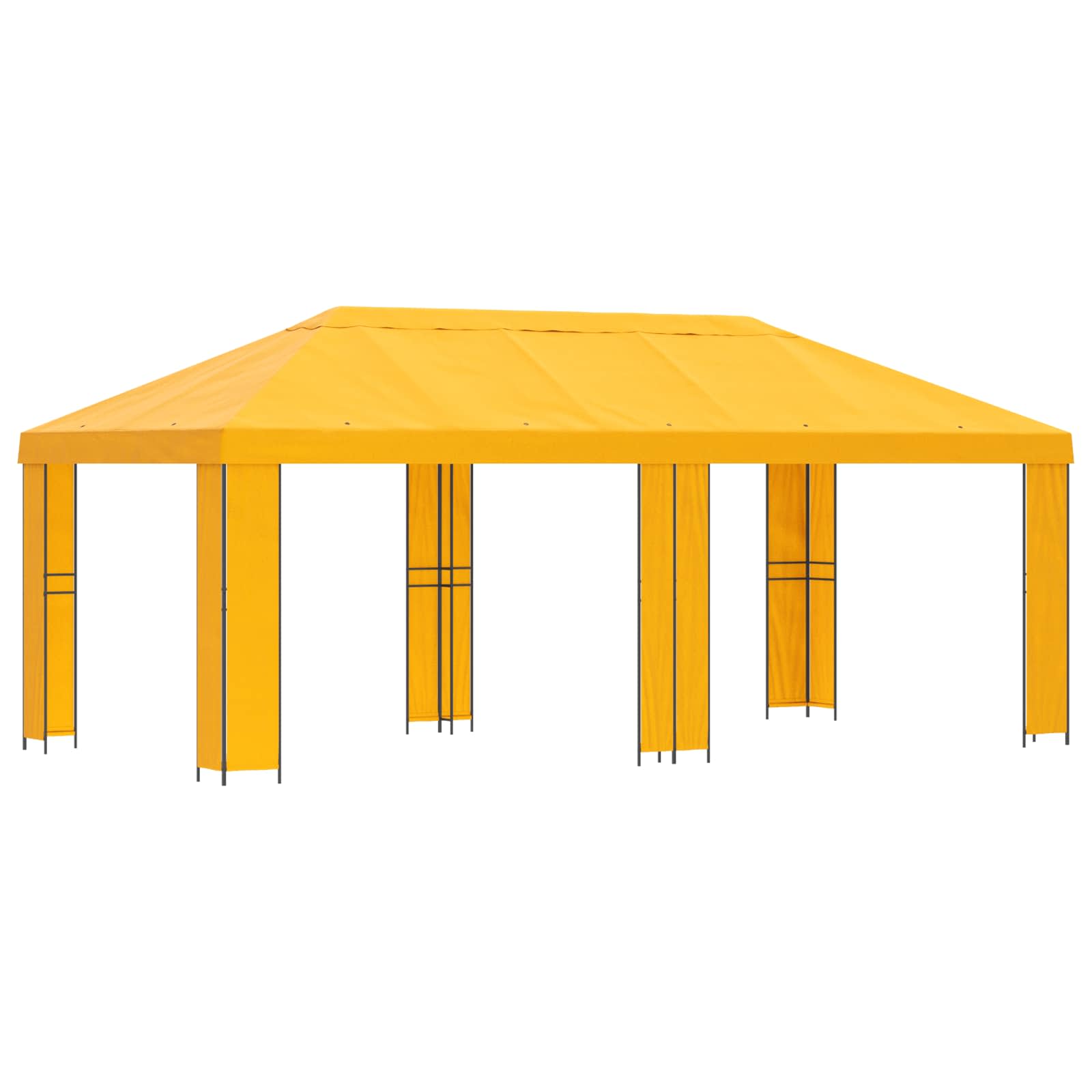 vidaXL Garden Gazebo 6 x 3 m Yellow Polyester and Steel 190 gsm - 62831