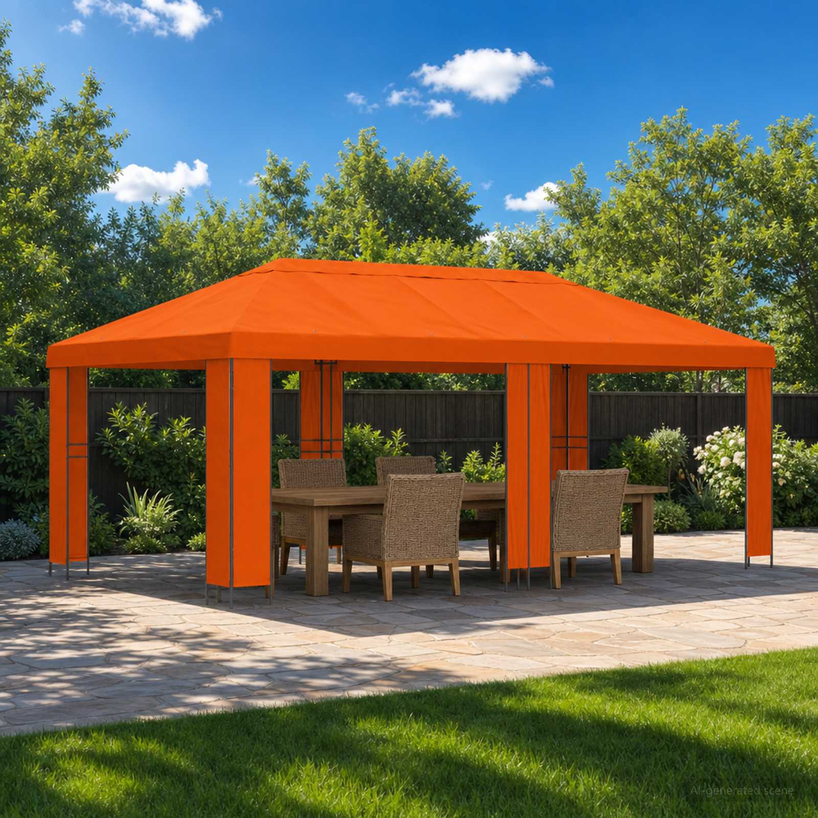 vidaXL Garden Gazebo 6 x 3 m Orange Polyester and Steel 190 gsm - 62844