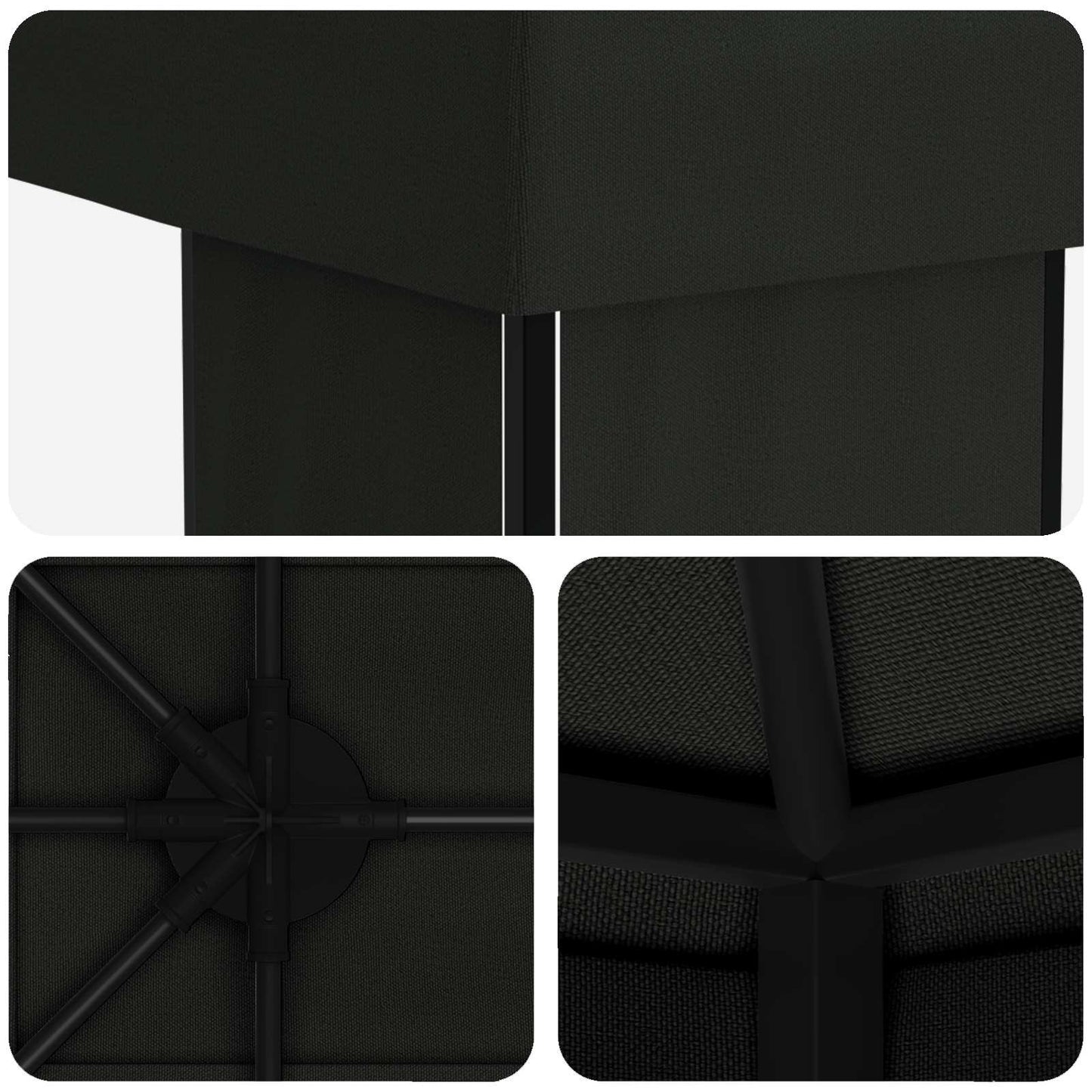 vidaXL Garden Gazebo 6 x 3 m Black Polyester and Steel 190 gsm - 62848