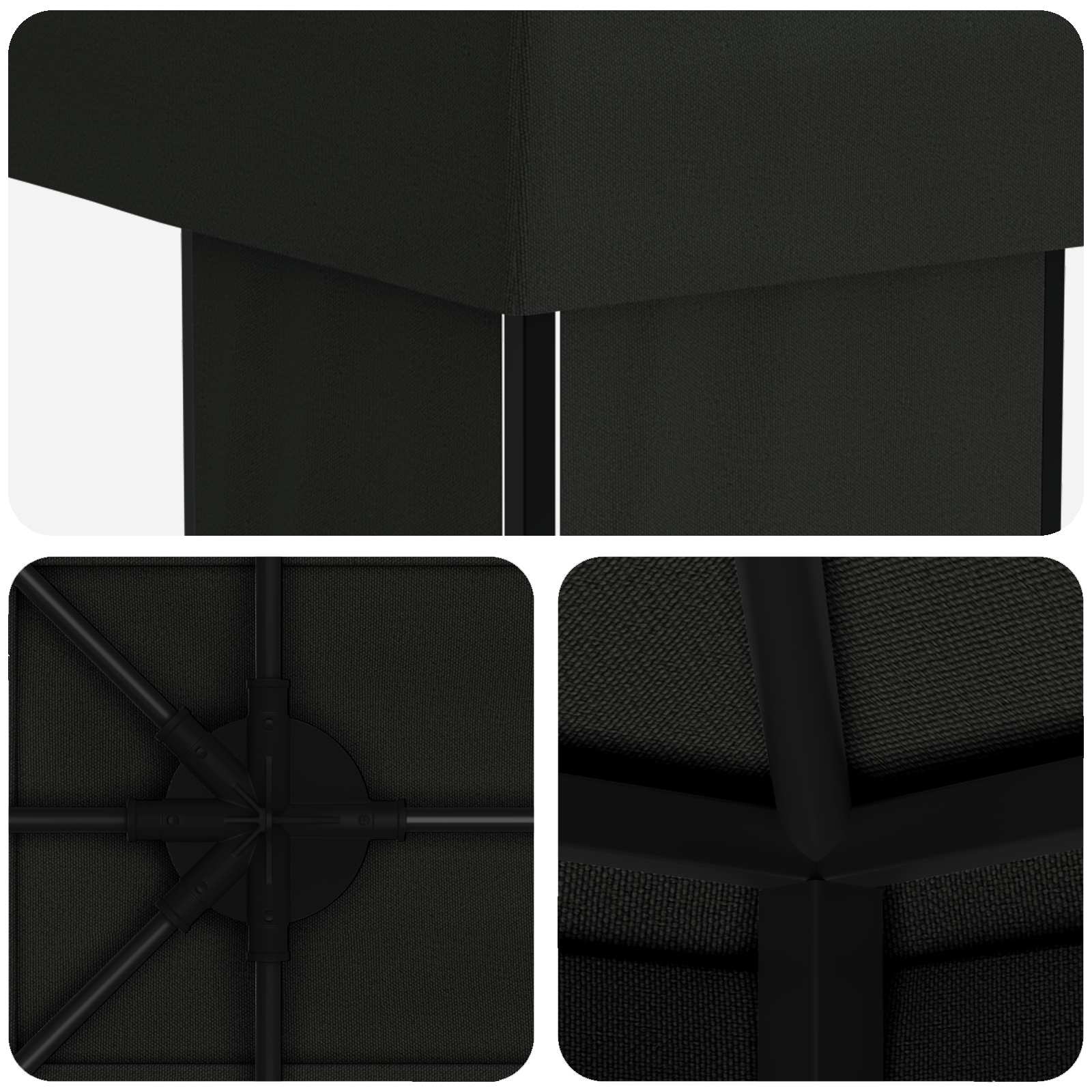 vidaXL Garden Gazebo 6 x 3 m Black Polyester and Steel 190 gsm - 62848
