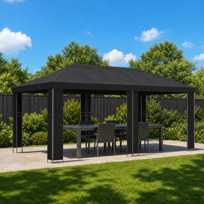 vidaXL Garden Gazebo 6 x 3 m Black Polyester and Steel 190 gsm - 62848