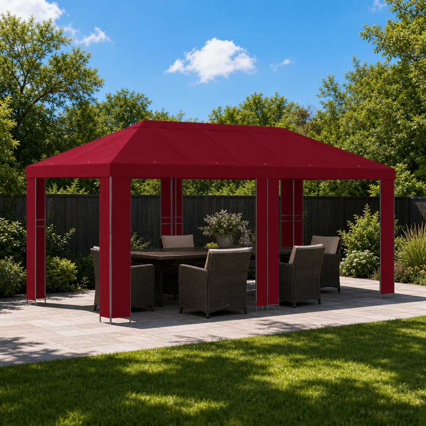 vidaXL Garden Gazebo 6 x 3 m Burgundy Polyester and Steel 190 gsm - 62849