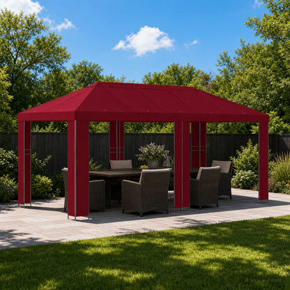 vidaXL Garden Gazebo 6 x 3 m Burgundy Polyester and Steel 190 gsm - 62849