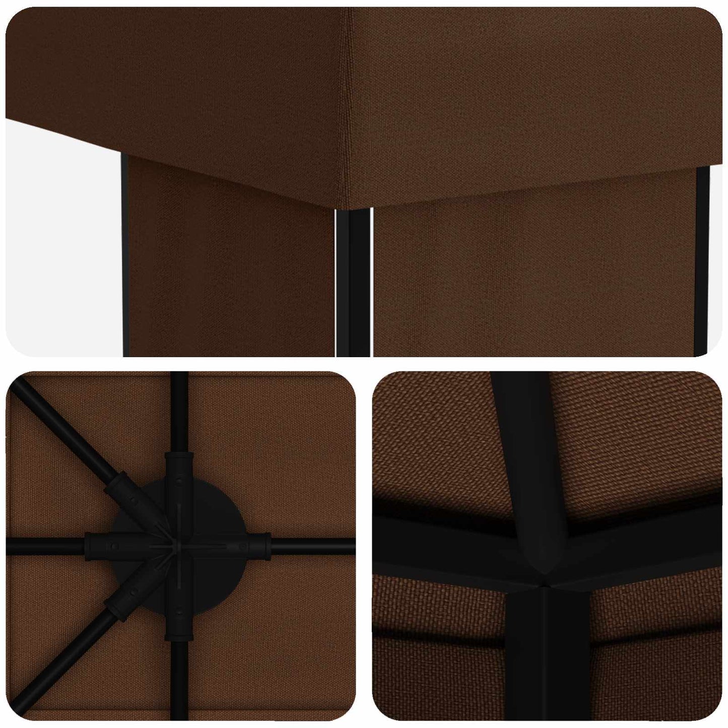 vidaXL Garden Gazebo 6 x 3 m Brown Polyester and Steel 190 gsm - 62850