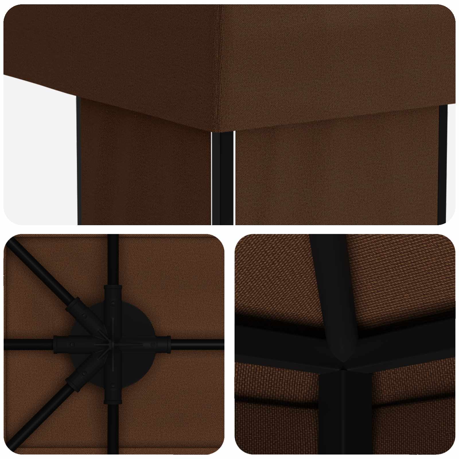 vidaXL Garden Gazebo 6 x 3 m Brown Polyester and Steel 190 gsm - 62850