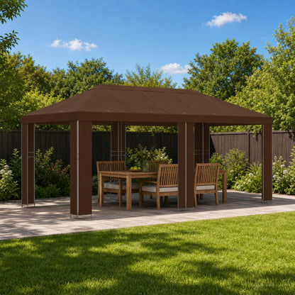 vidaXL Garden Gazebo 6 x 3 m Brown Polyester and Steel 190 gsm - 62850
