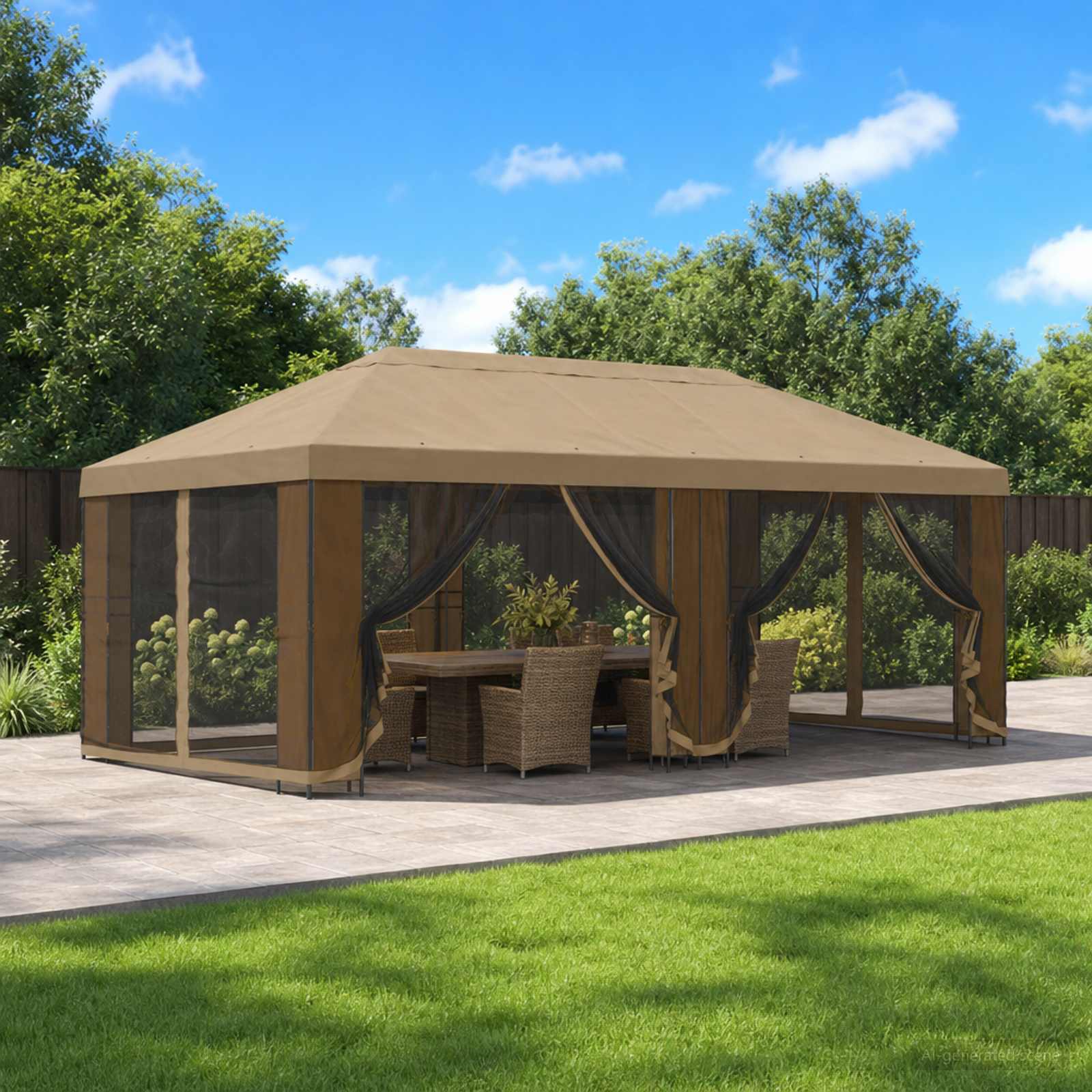 vidaXL Garden Gazebo with Sidewalls 6 x 3 m Beige Polyester and Steel