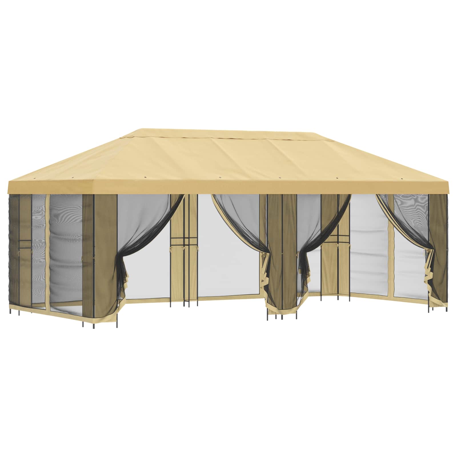 vidaXL Garden Gazebo with Sidewalls 6 x 3 m Cream Polyester and Steel