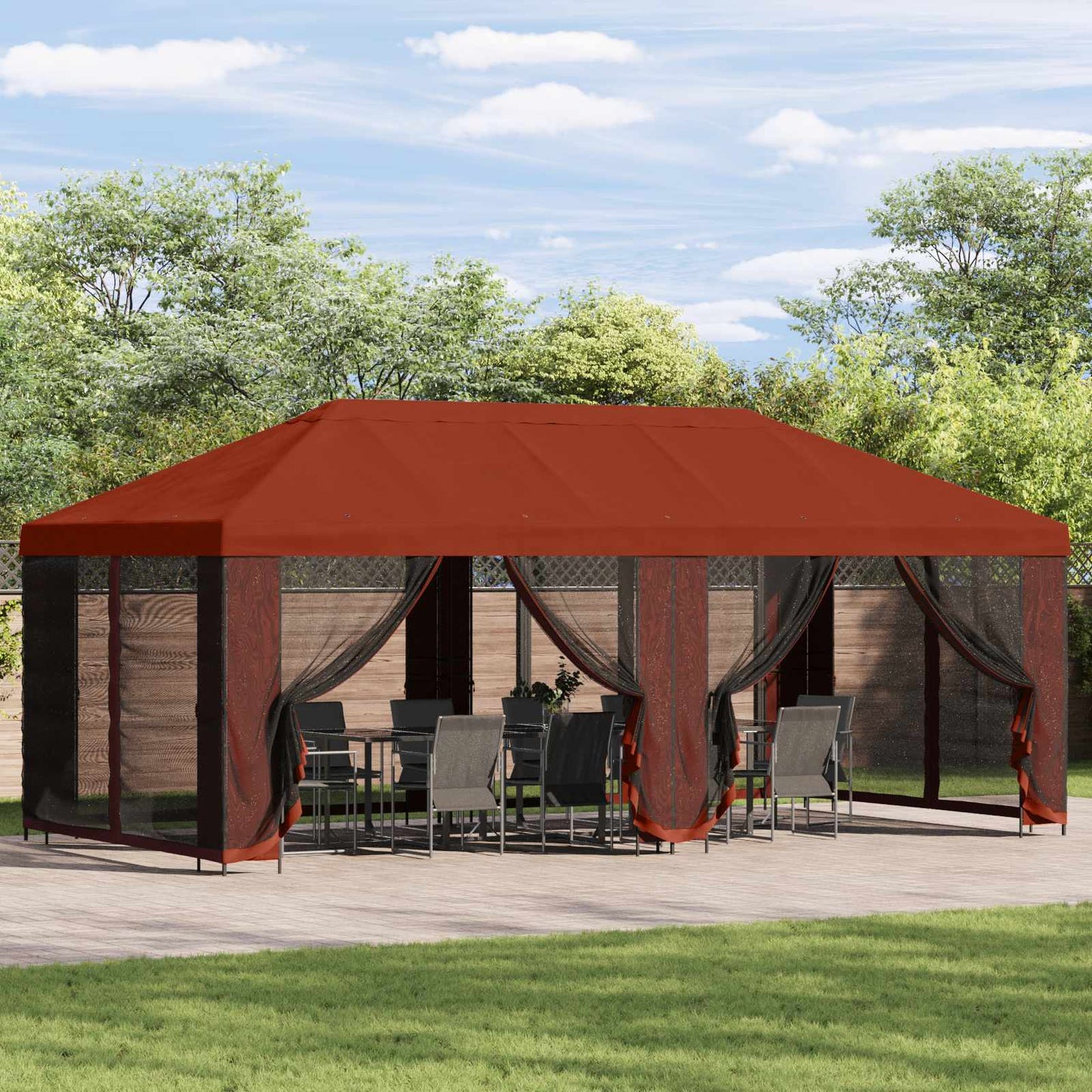 vidaXL Garden Gazebo with Sidewalls 6 x 3 m Terracotta