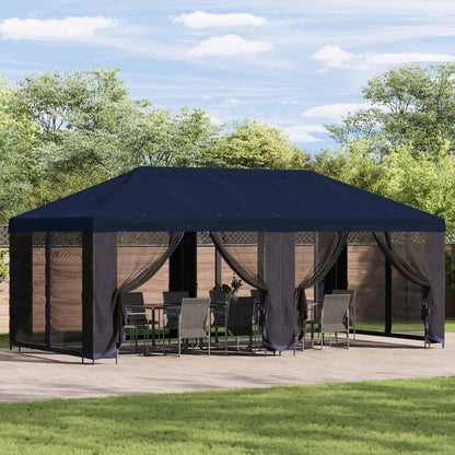 vidaXL Garden Gazebo with Sidewalls 6 x 3 m Blue Polyester and Steel