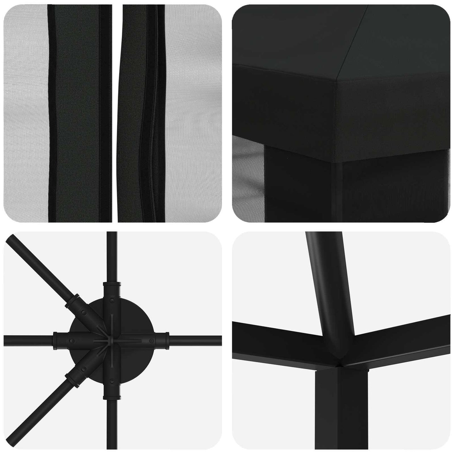 vidaXL Garden Gazebo with Sidewalls 6 x 3 m Black Polyester and Steel