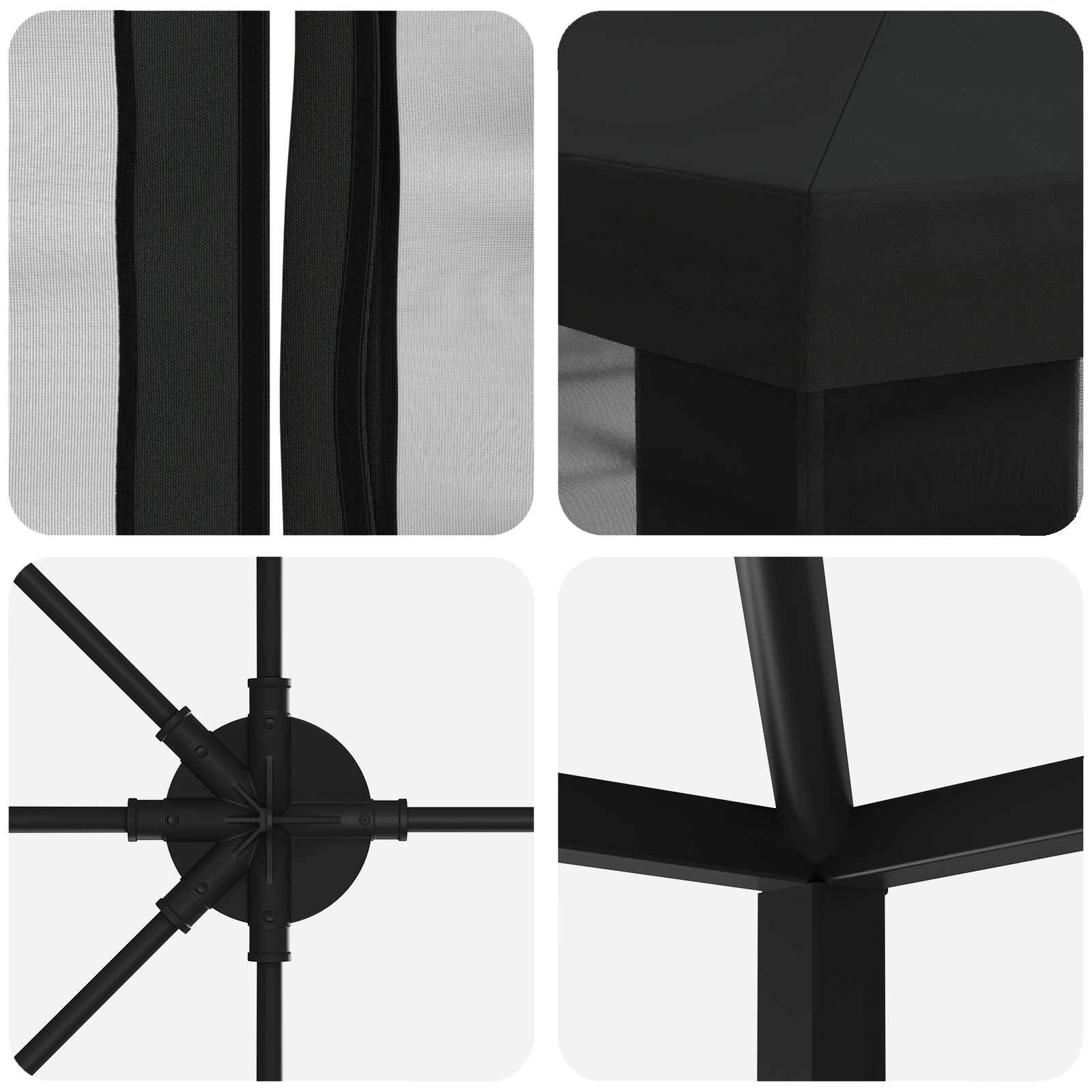 vidaXL Garden Gazebo with Sidewalls 6 x 3 m Black Polyester and Steel