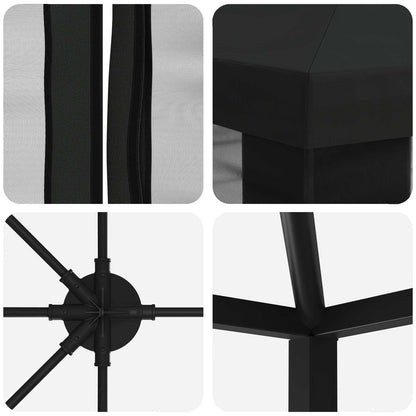 vidaXL Garden Gazebo with Sidewalls 6 x 3 m Black Polyester and Steel