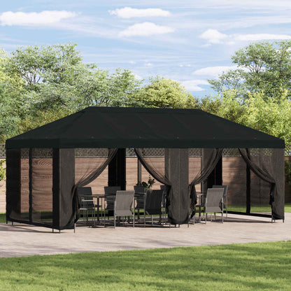 vidaXL Garden Gazebo with Sidewalls 6 x 3 m Black Polyester and Steel