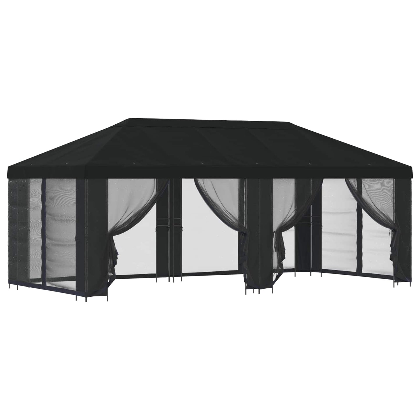 vidaXL Garden Gazebo with Sidewalls 6 x 3 m Black Polyester and Steel