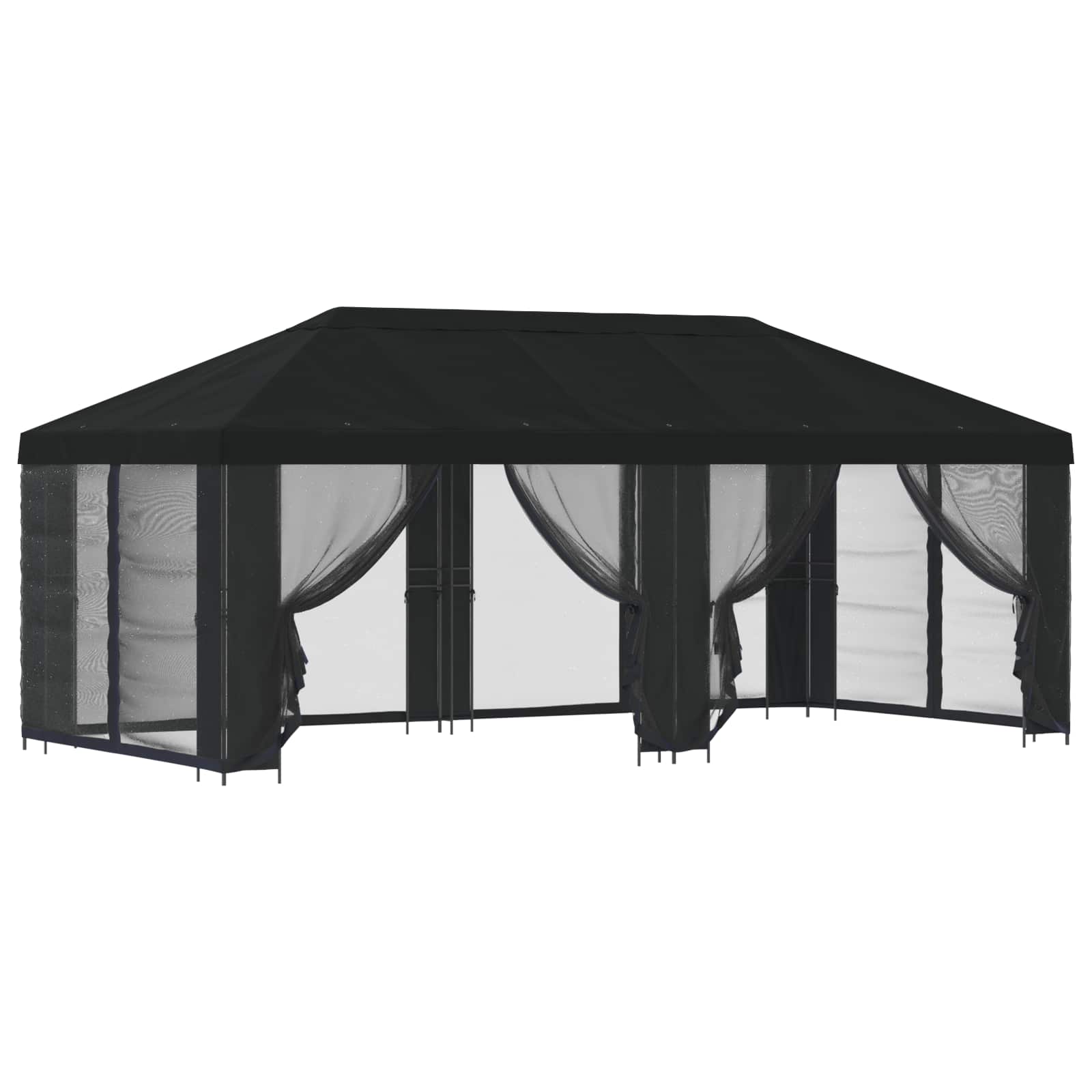 vidaXL Garden Gazebo with Sidewalls 6 x 3 m Black Polyester and Steel