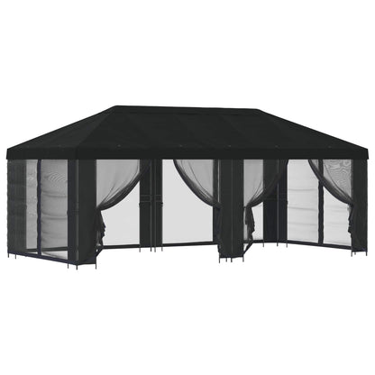 vidaXL Garden Gazebo with Sidewalls 6 x 3 m Black Polyester and Steel