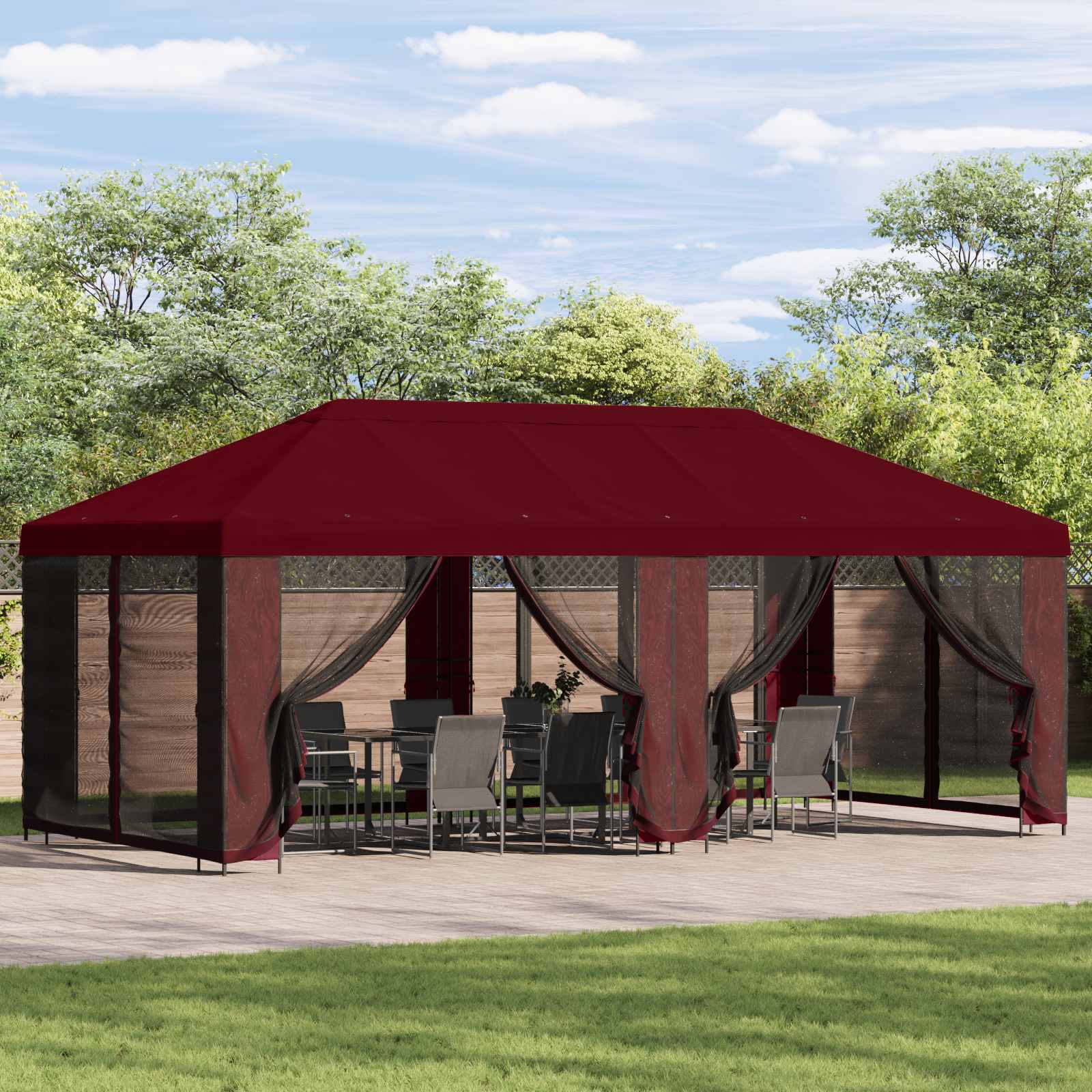 vidaXL Garden Gazebo with Sidewalls 6 x 3 m Burgundy