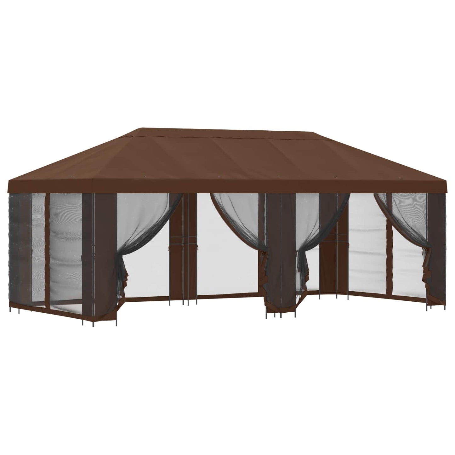 vidaXL Garden Gazebo with Sidewalls 6 x 3 m Brown Polyester and Steel