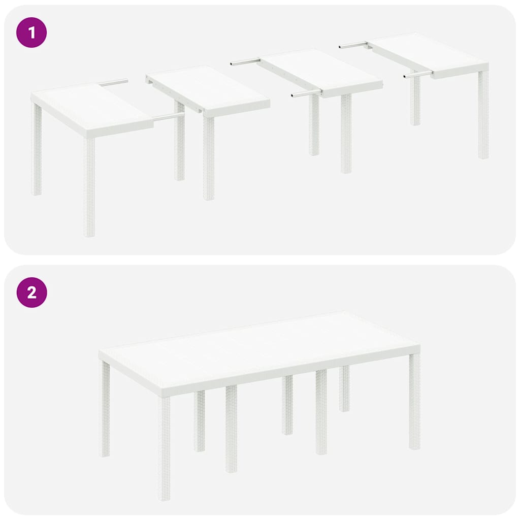 vidaXL Garden Table White 200 x 100 x 73 cm Poly Rattan
