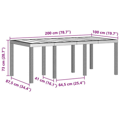 vidaXL Garden Table White 200 x 100 x 73 cm Poly Rattan