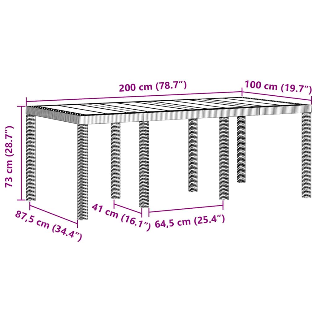 vidaXL Garden Table Light Grey 200 x 100 x 73 cm Poly Rattan