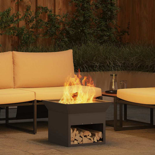 vidaXL Fire Pit Black 50 x 50 x 40 cm Steel - 10786