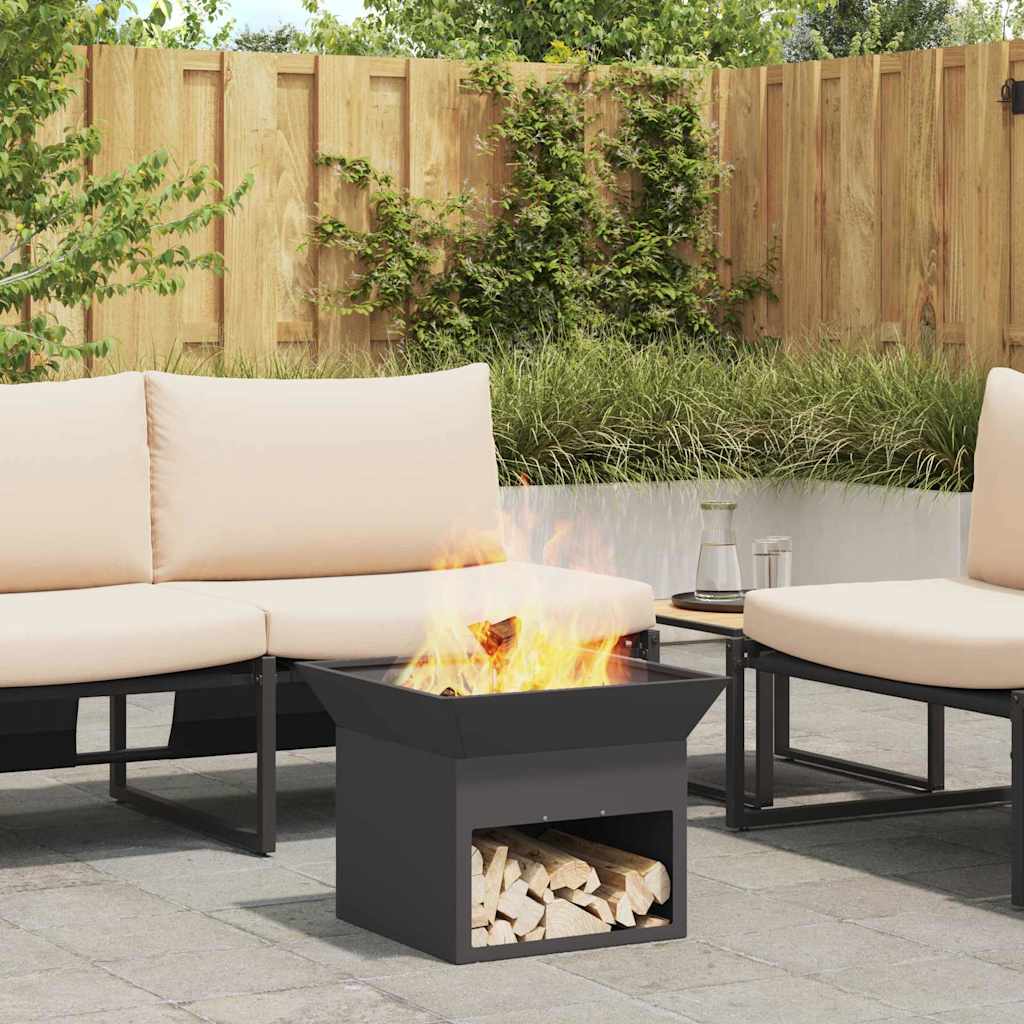 vidaXL Fire Pit Black 50 x 50 x 40 cm Steel - 10786