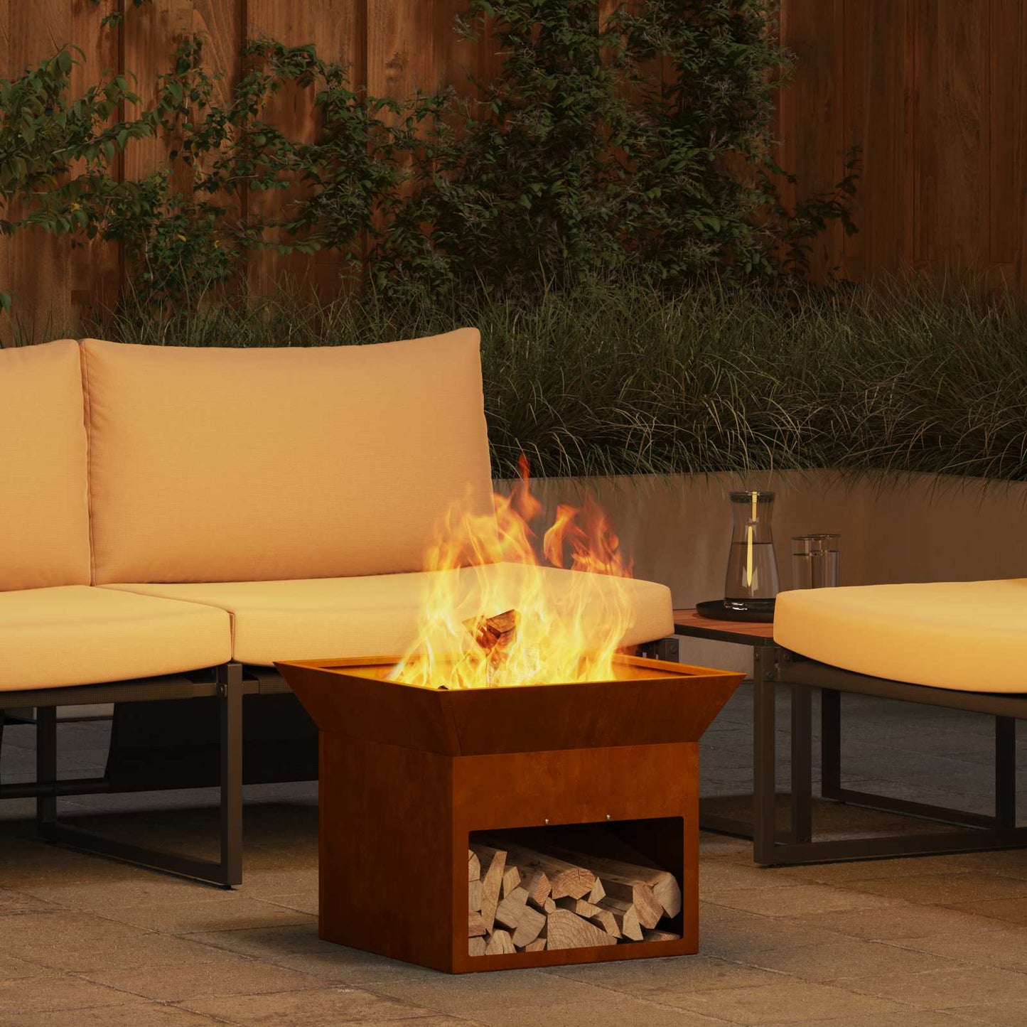 vidaXL Fire Pit Rusty 50 x 50 x 40 cm Weathering steel - Copper - 10782