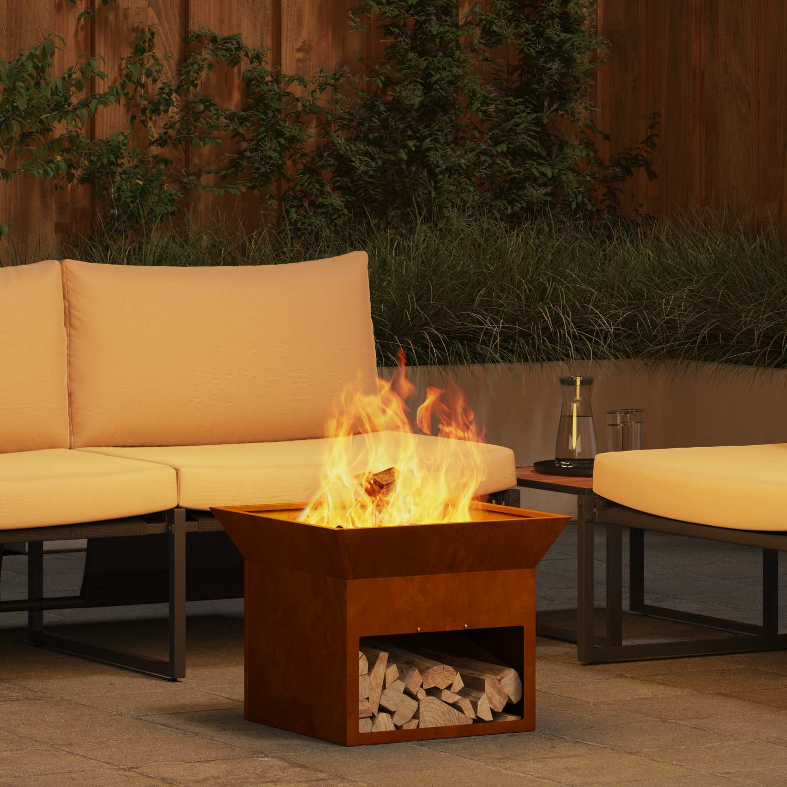vidaXL Fire Pit Rusty 50 x 50 x 40 cm Weathering steel - Copper - 10782