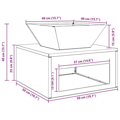vidaXL Fire Pit Black 50 x 50 x 40 cm Steel