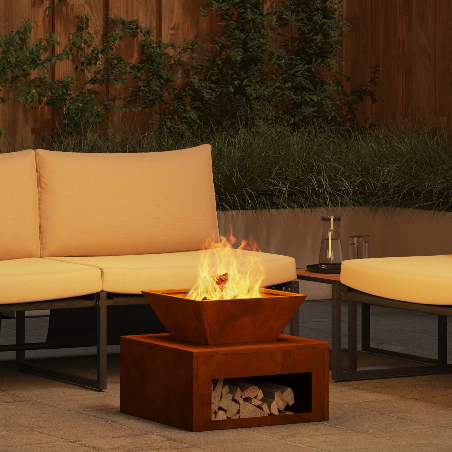 vidaXL Fire Pit Rusty 50 x 50 x 40 cm Weathering Steel - Copper