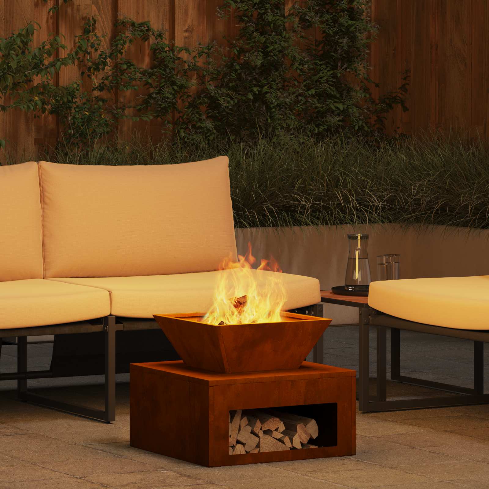 vidaXL Fire Pit Rusty 50 x 50 x 40 cm Weathering Steel - Copper