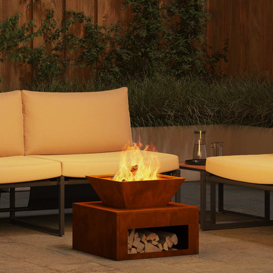 vidaXL Fire Pit Rusty 50 x 50 x 40 cm Weathering Steel - Copper