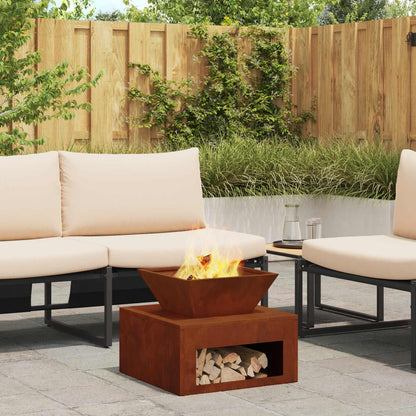 vidaXL Fire Pit Rusty 50 x 50 x 40 cm Weathering Steel - Copper