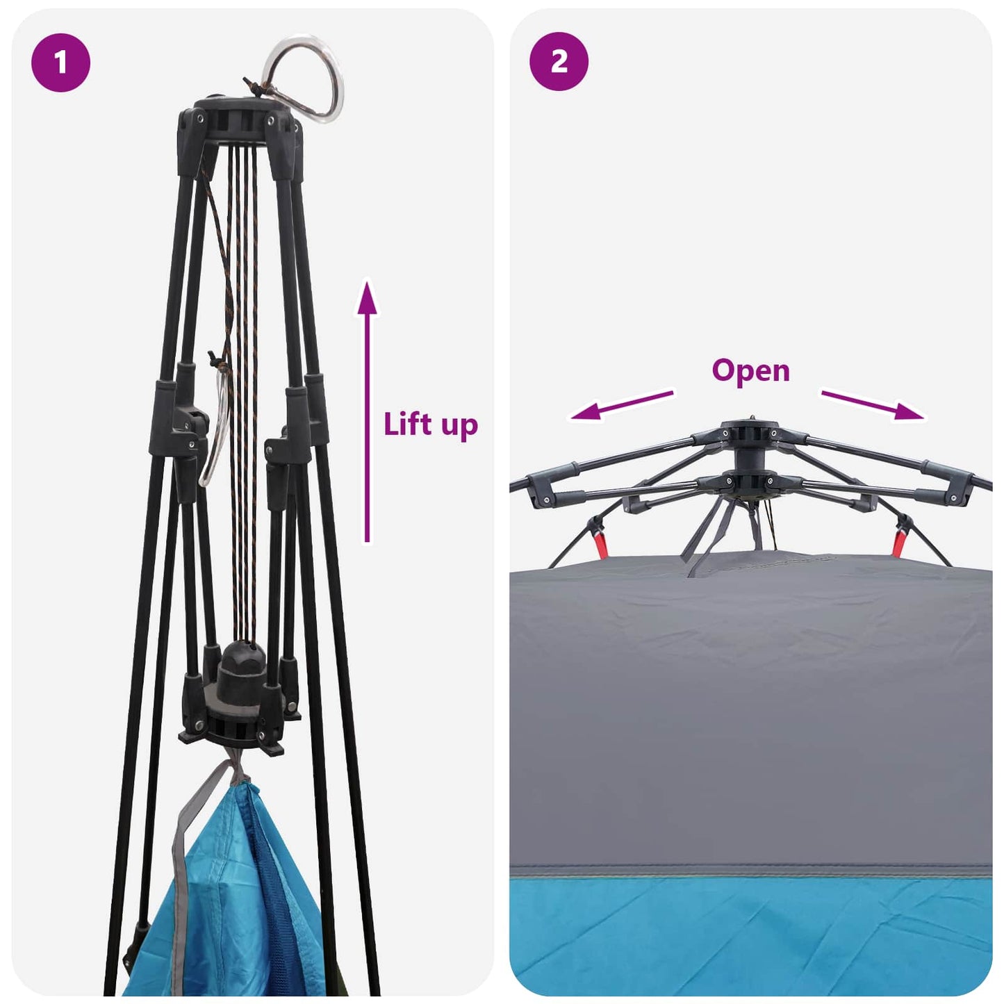vidaXL Instant Tent 2-Person Quick-Release 2-Person Blue - 160 x 160 x 227 cm