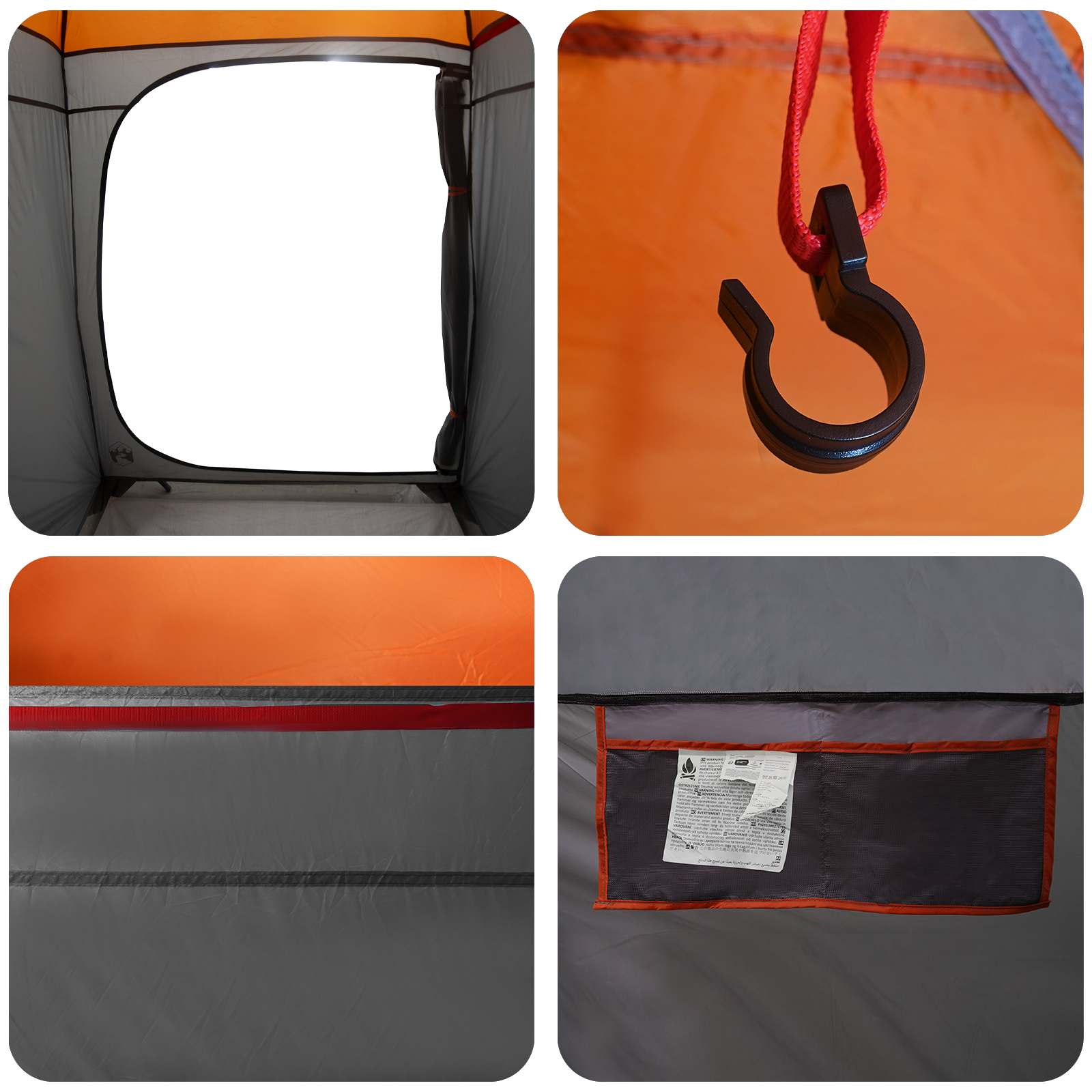 vidaXL Instant Tent 2-Person Quick-Release 2-Person Grey and Orange - 160 x 160 x 227 cm