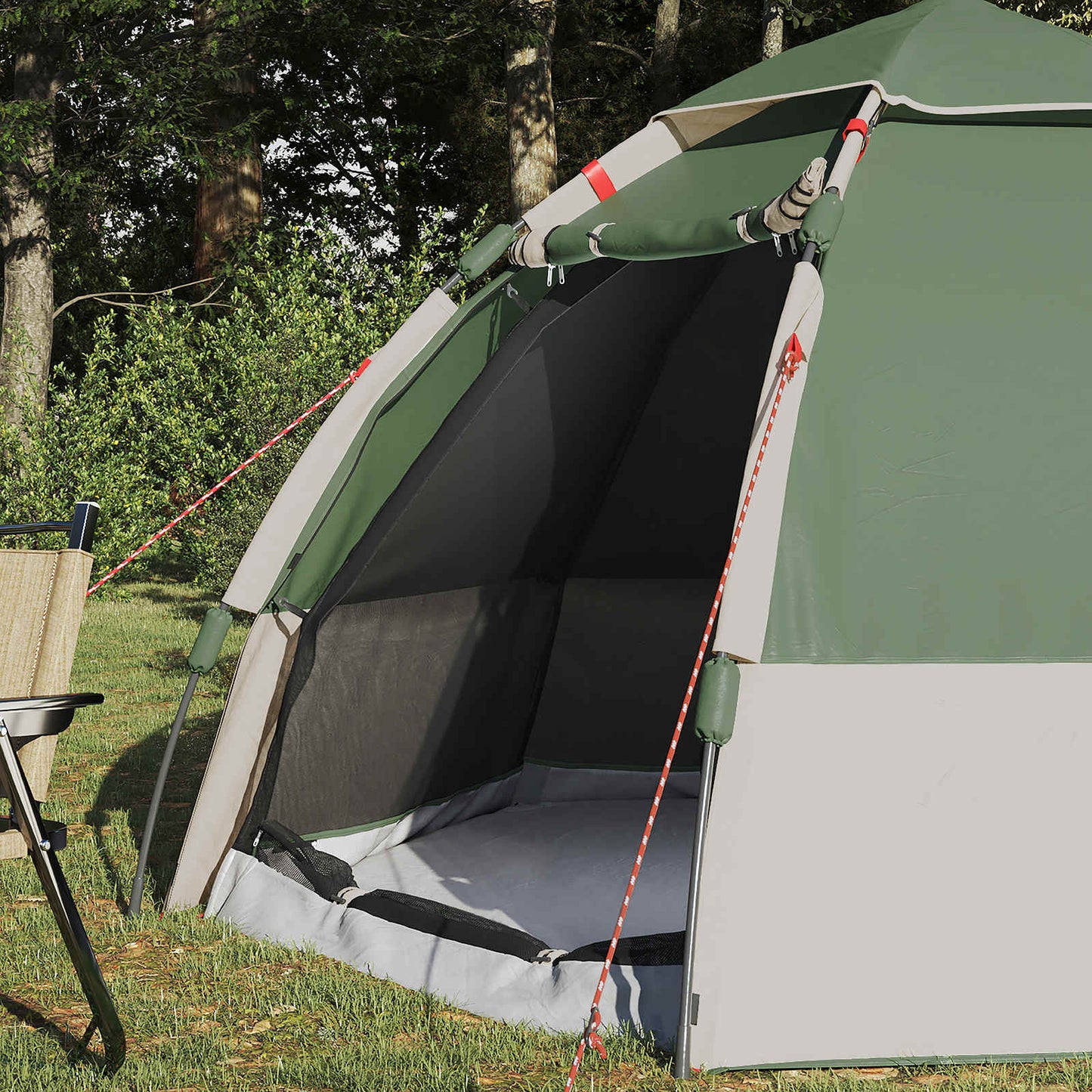 vidaXL Instant Tent with Rainfly 4-Person Quick-Release 4-Person Green - 280 x 280 x 160 cm