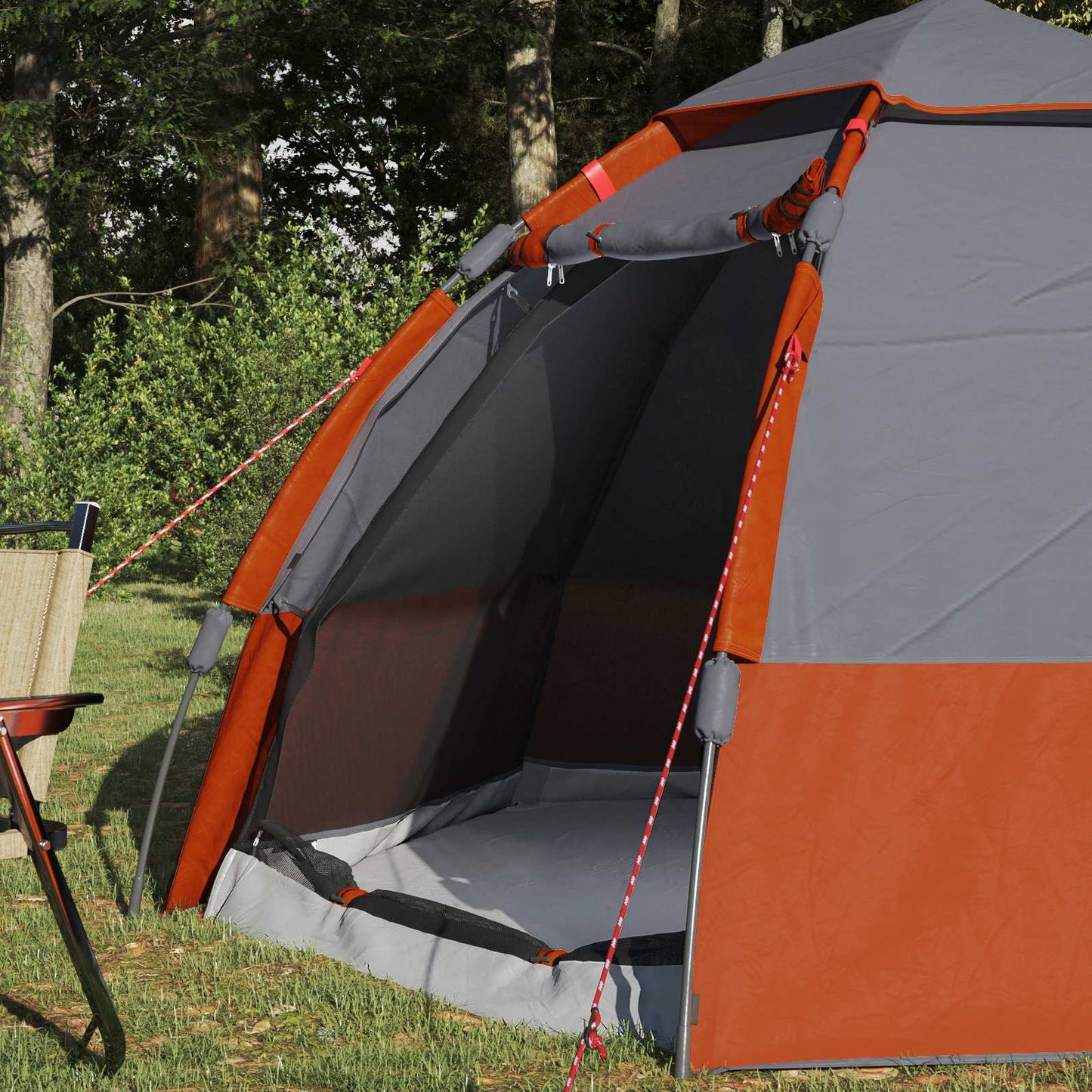 vidaXL Instant Tent with Rainfly 4-Person Quick-Release 4-Person - Grey - 280 x 280 x 160 cm