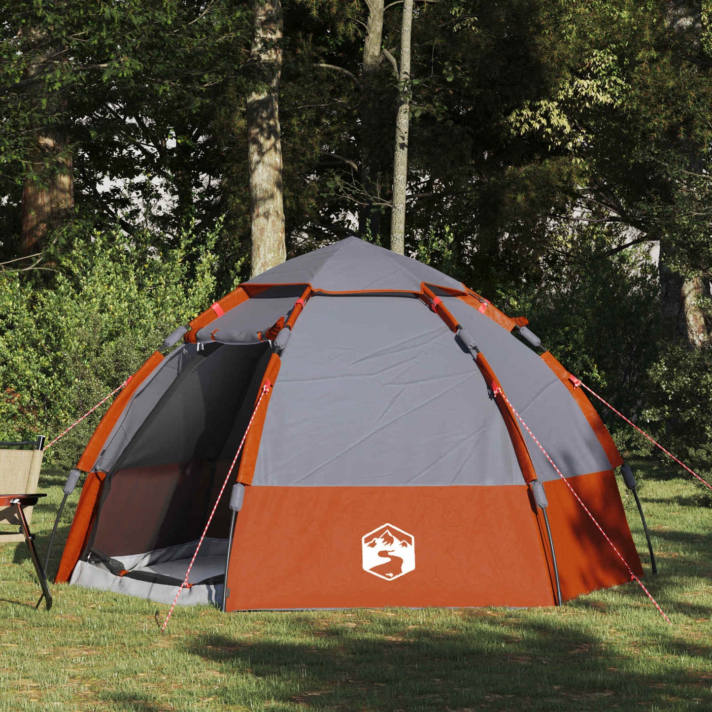 vidaXL Instant Tent with Rainfly 4-Person Quick-Release 4-Person - Grey - 280 x 280 x 160 cm