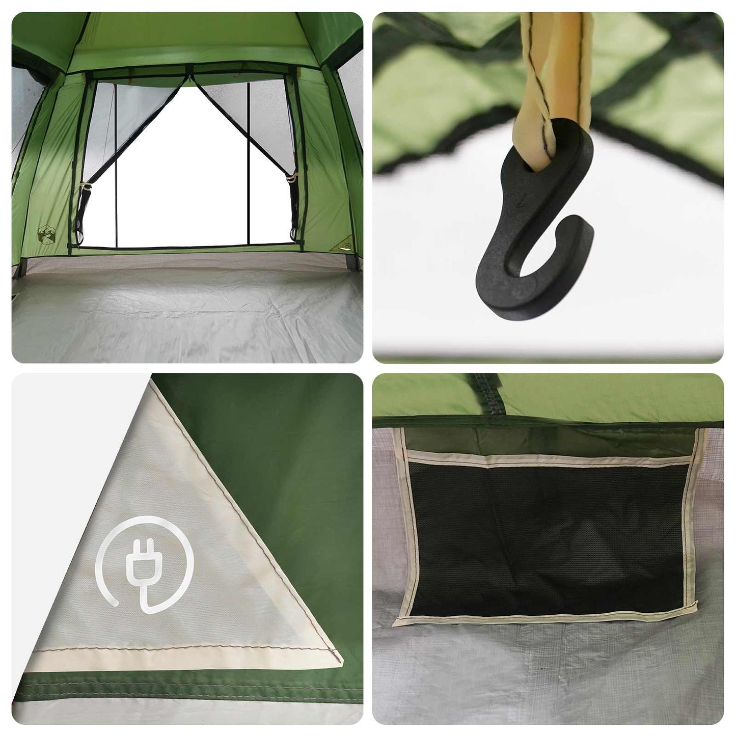 vidaXL Instant Tent with Rainfly 3-Person Quick-Release 3-Person Green - 205 x 205 x 143 cm
