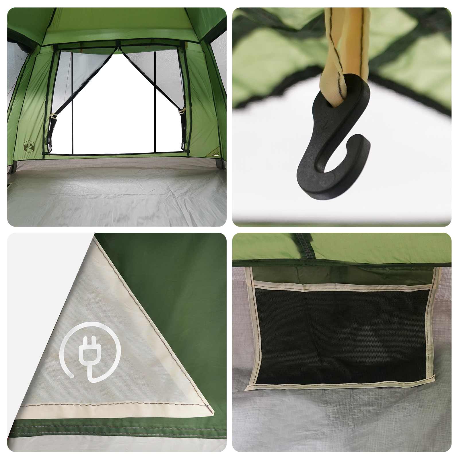 vidaXL Instant Tent with Rainfly 3-Person Quick-Release 3-Person Green - 205 x 205 x 143 cm