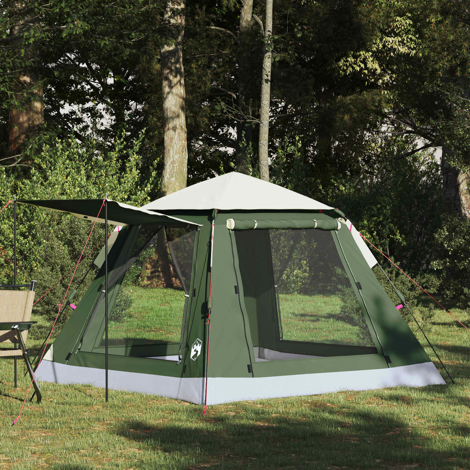 vidaXL Instant Tent with Rainfly 3-Person Quick-Release 3-Person Green - 205 x 205 x 143 cm