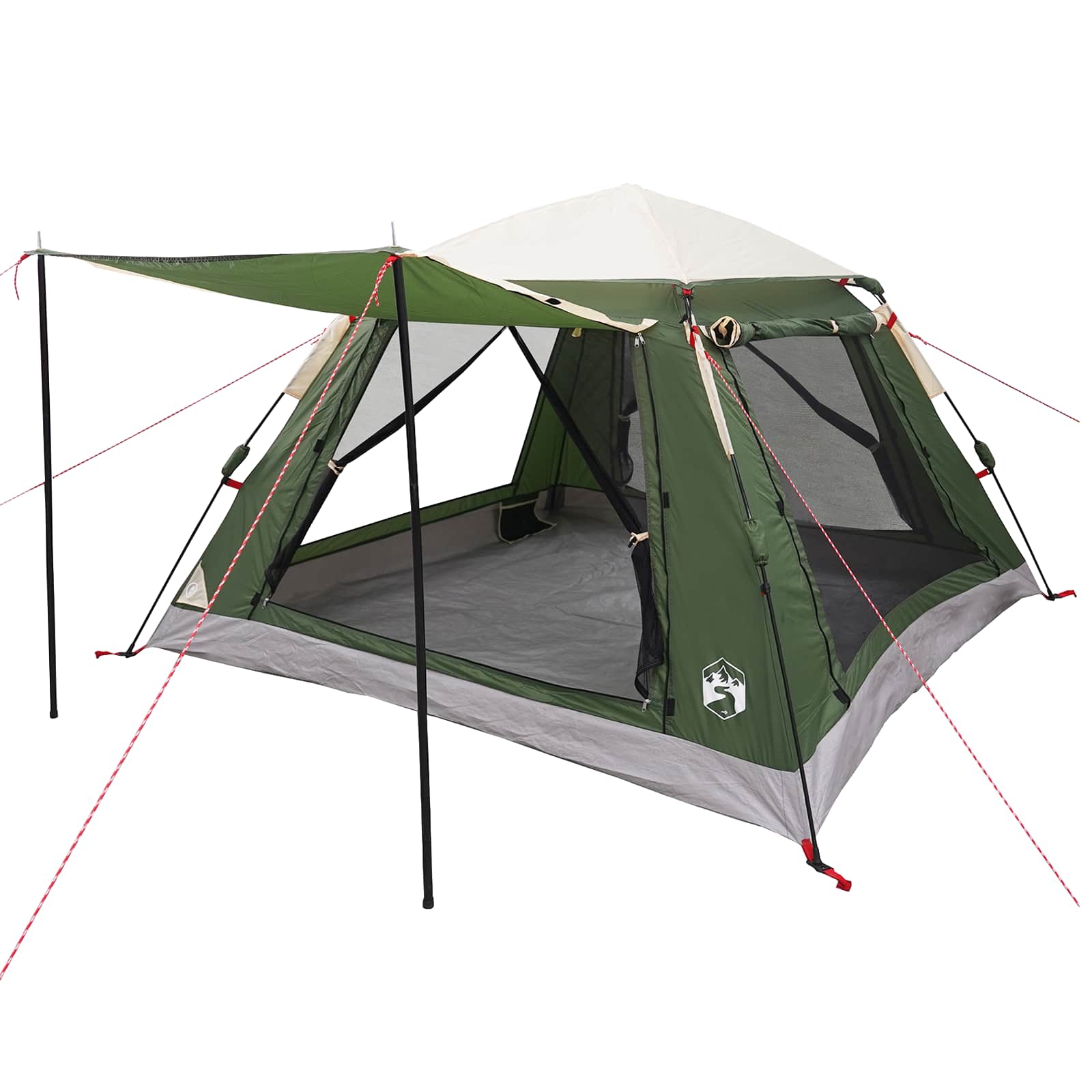 vidaXL Instant Tent with Rainfly 3-Person Quick-Release 3-Person Green - 205 x 205 x 143 cm
